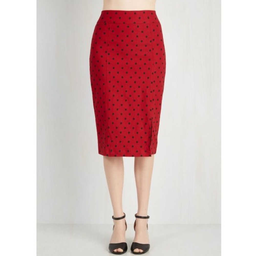 Rock Steady Red Polka Dot Pencil Skirt
